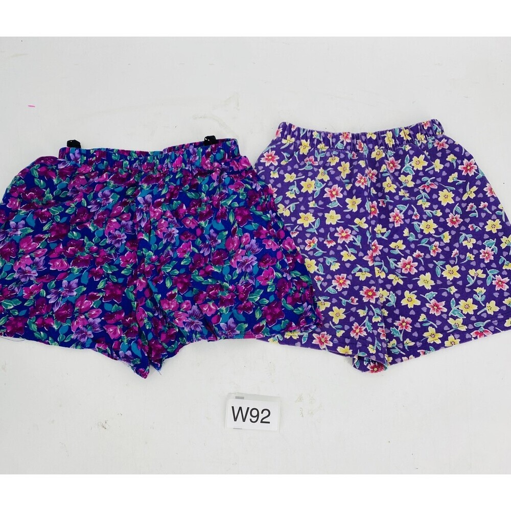 2- Vintage 1990’s Girl’s Purple Floral Pull on Shorts Rampage Made in USA 6-8 yr